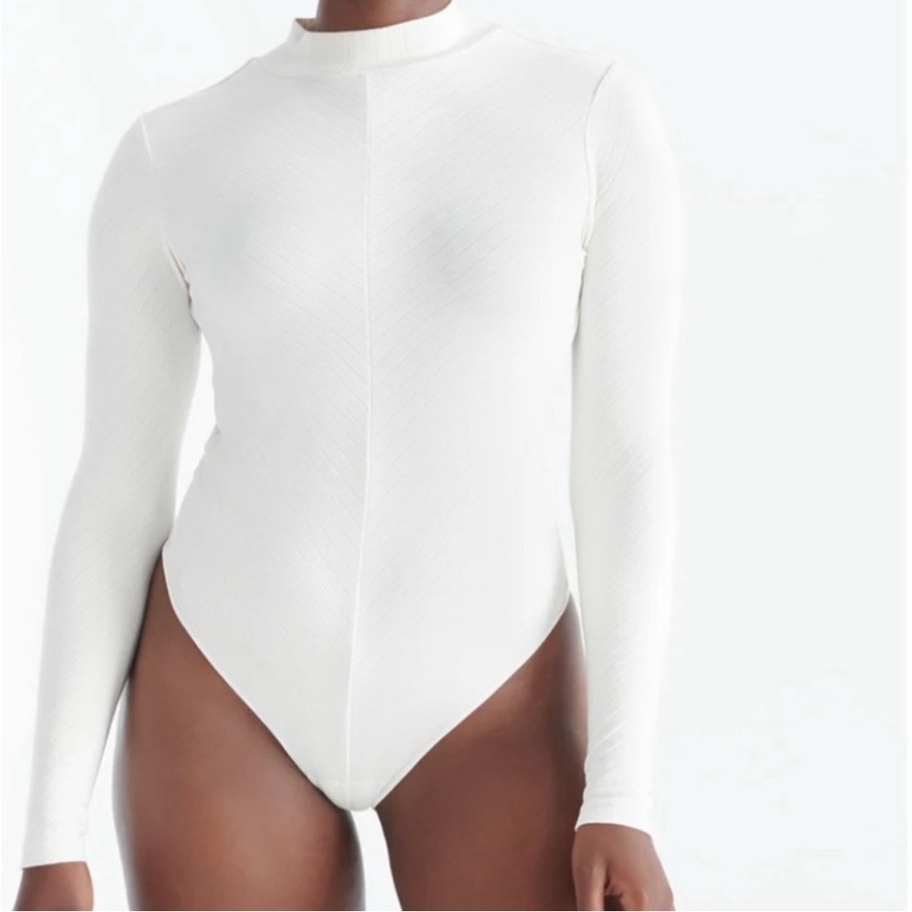 Knix Papaya Ribbed Long Sleeve Bodysuit